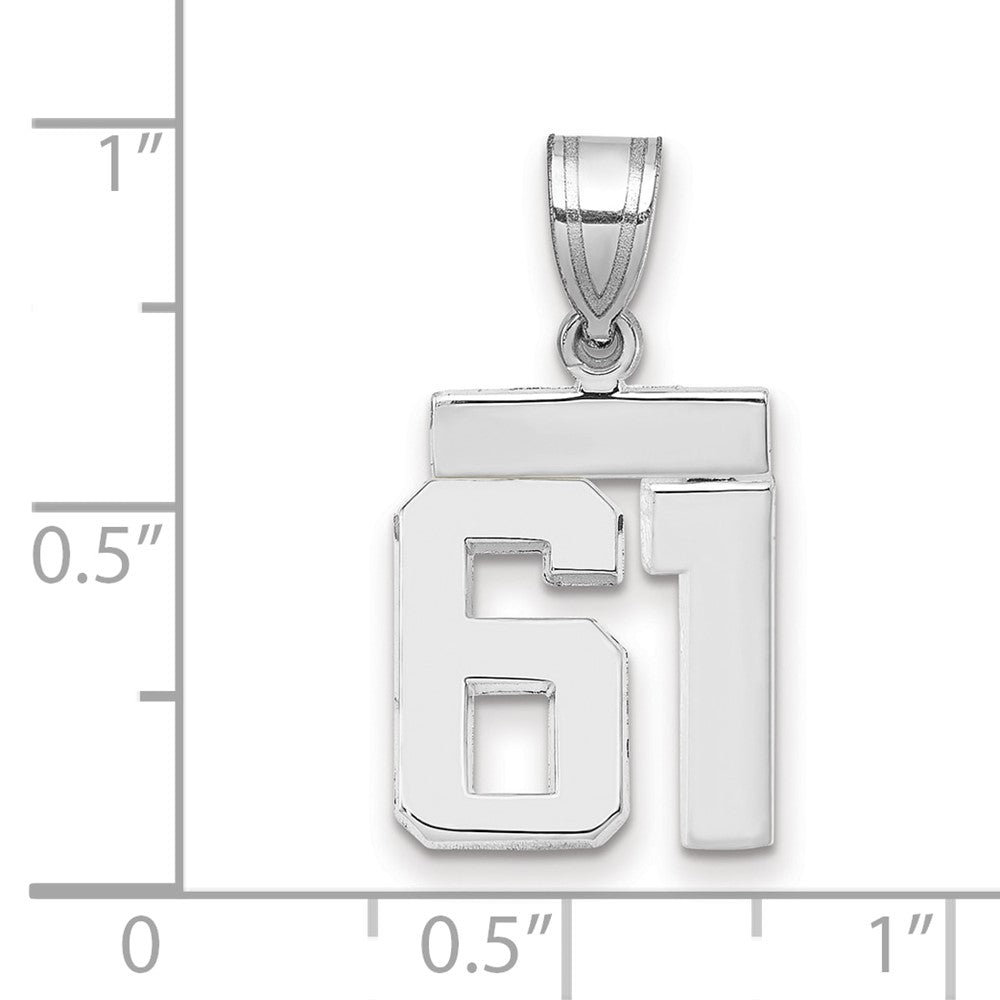 14kw Small Polished Number 61 Charm