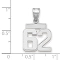 14kw Small Polished Number 62 Charm