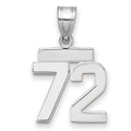 14kw Small Polished Number 72 Charm