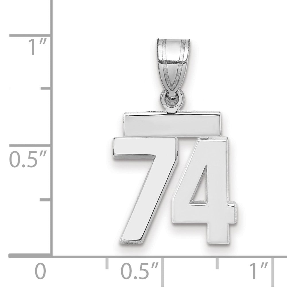 14kw Small Polished Number 74 Charm