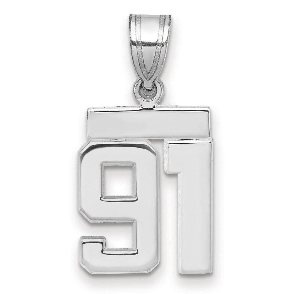 14kw Small Polished Number 91 Charm