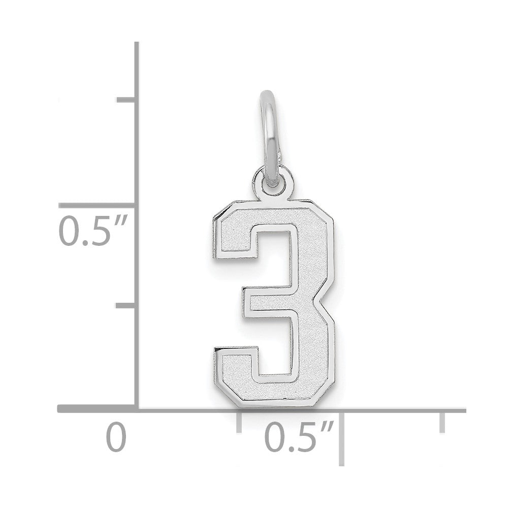 14kw Small Satin Number 3 Charm