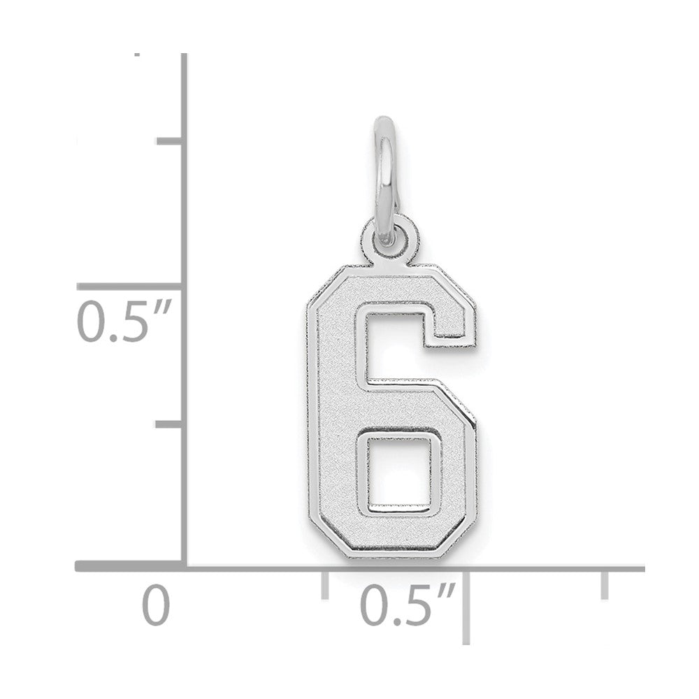 14kw Small Satin Number 6 Charm