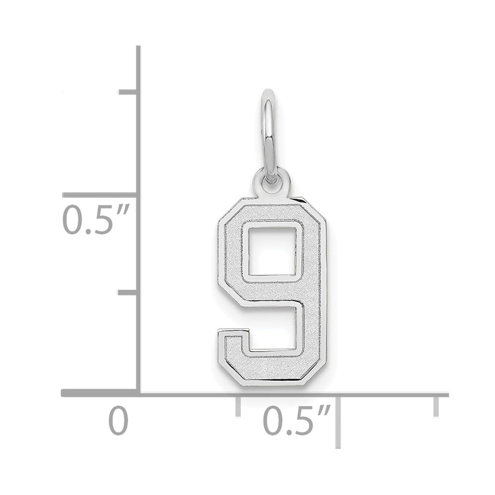 14kw Small Satin Number 9 Charm