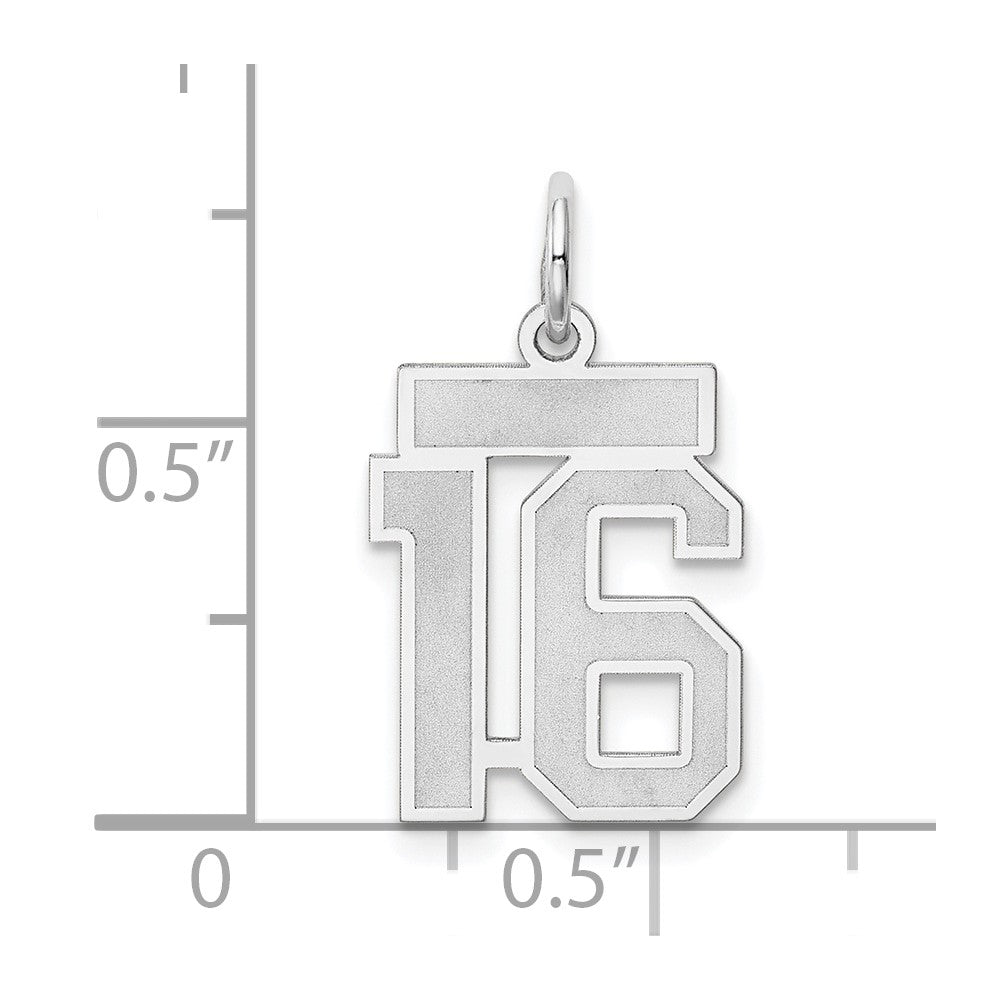 14kw Small Satin Number 16 Charm