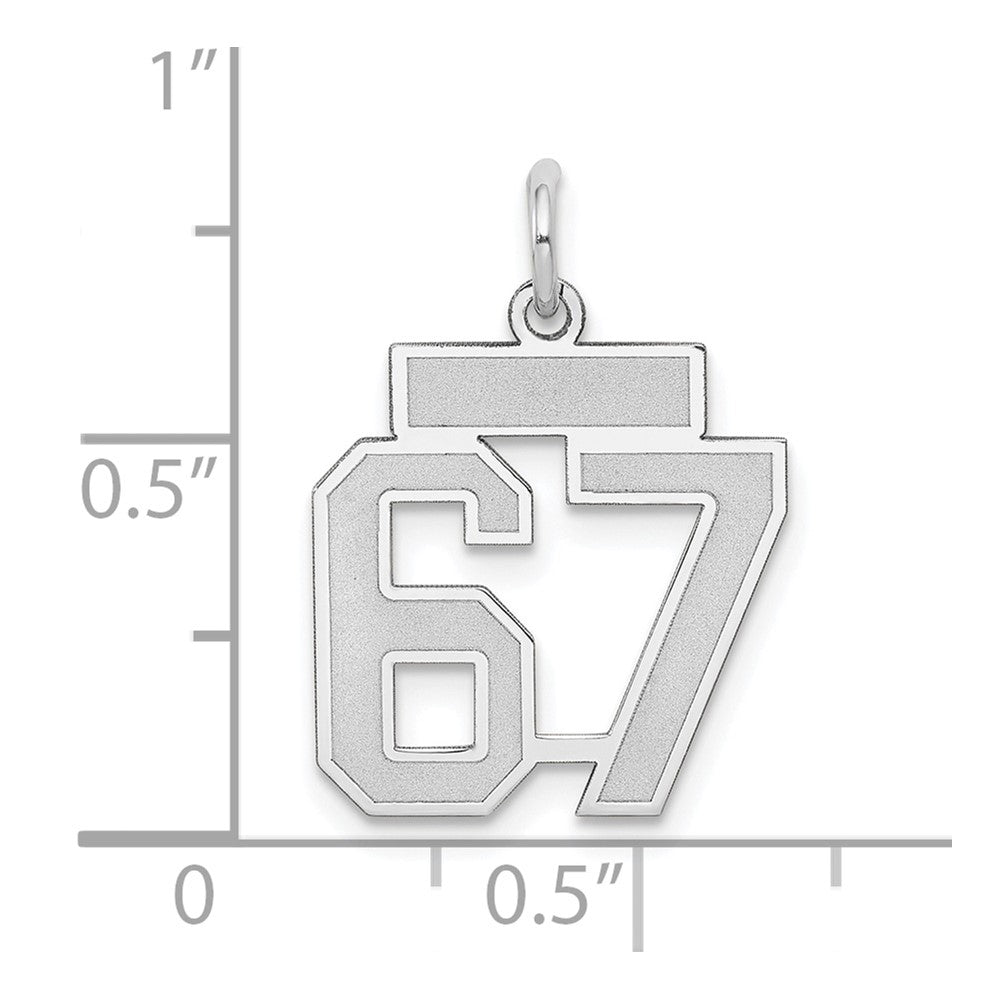 14kw Small Satin Number 67 Charm