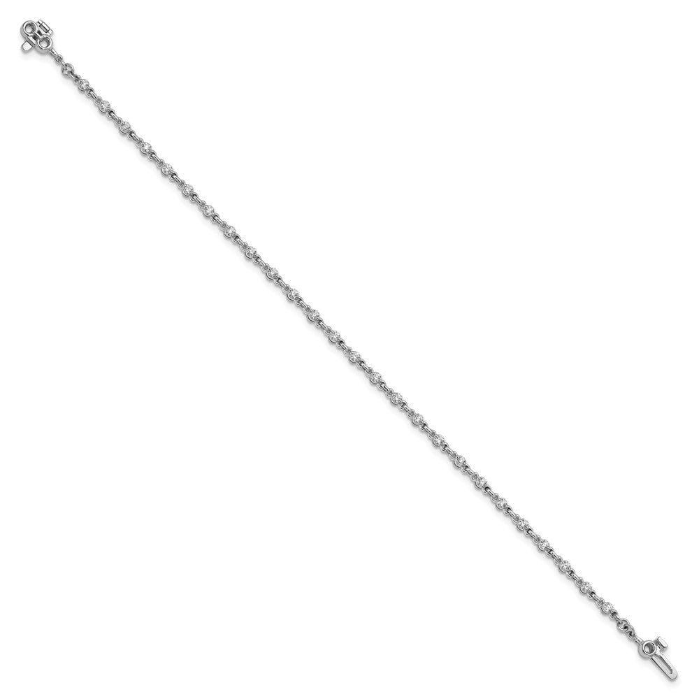 14k White Gold 2mm Round Diamond Bracelet
