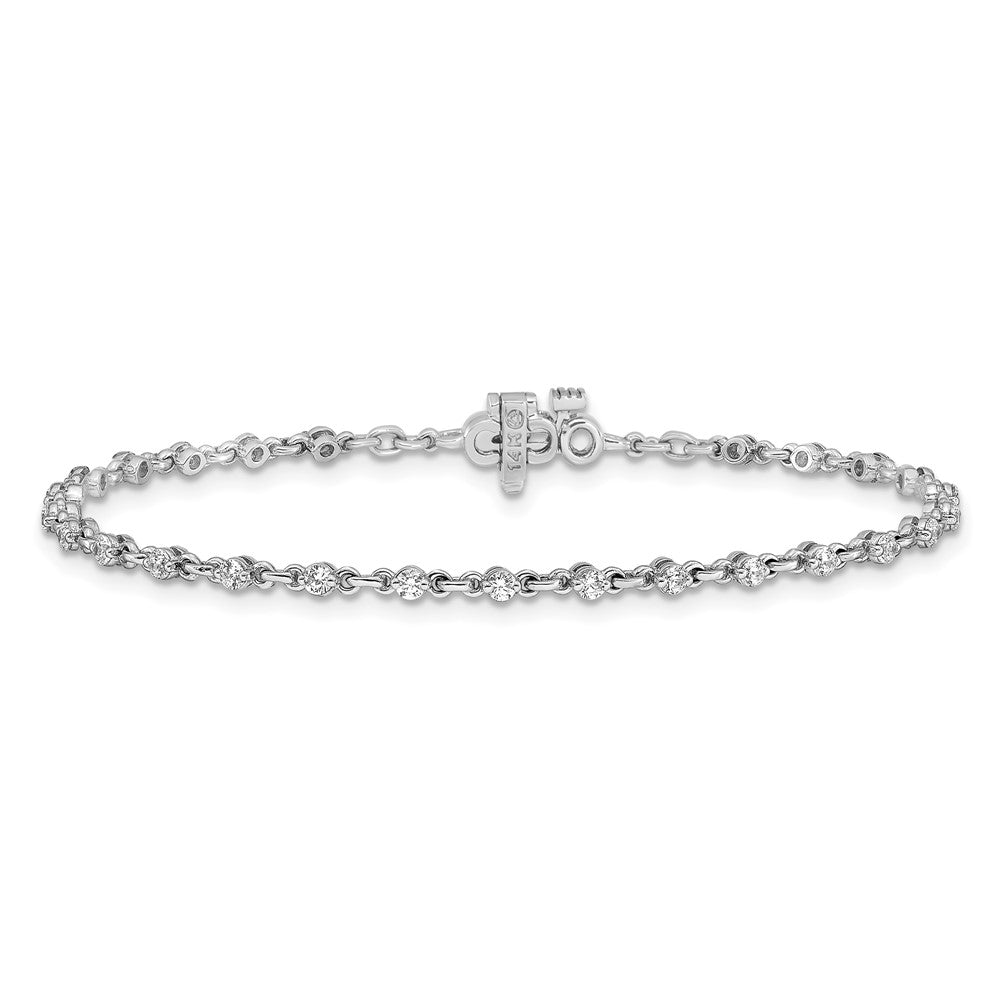 14k White Gold 2mm Round Diamond Bracelet