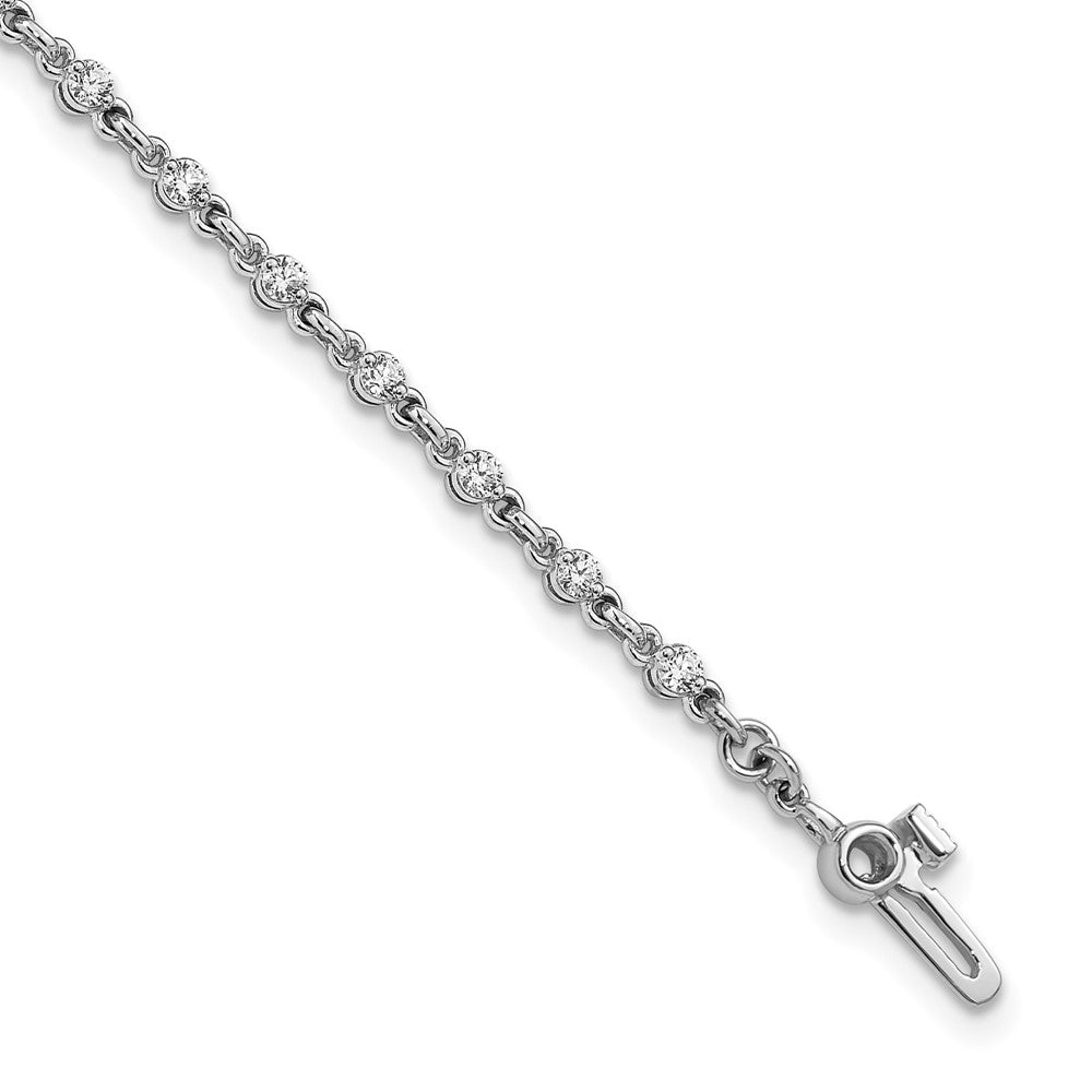 14k White Gold 2mm Round Diamond Bracelet