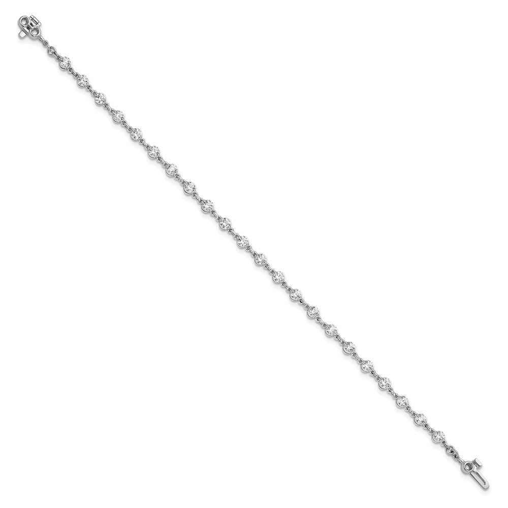 14k White Gold 3mm Round Diamond Bracelet
