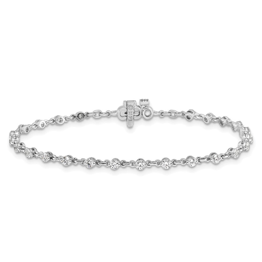 14k White Gold 3mm Round Diamond Bracelet