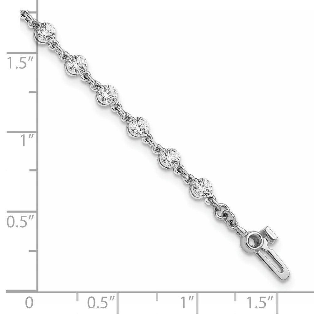 14k White Gold 3mm Round Diamond Bracelet