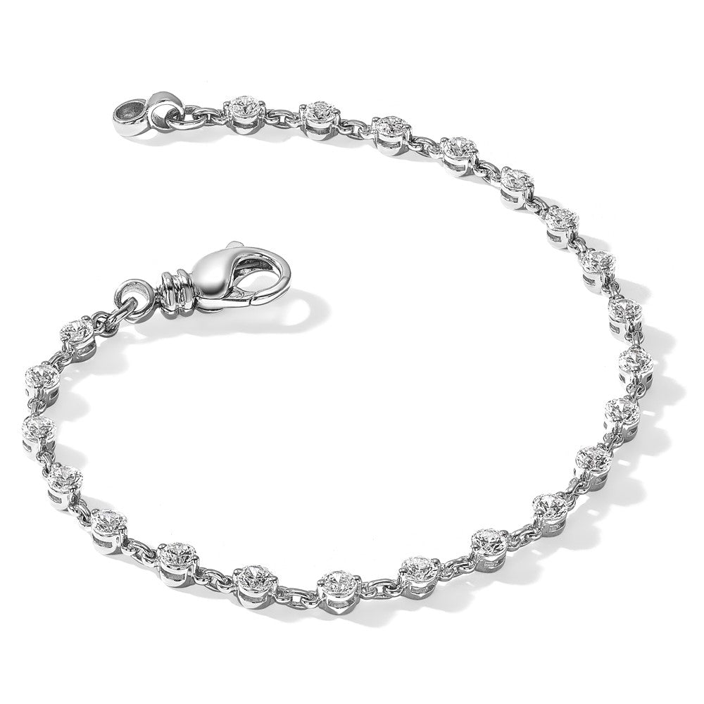 14k White Gold 3mm Round Diamond Bracelet
