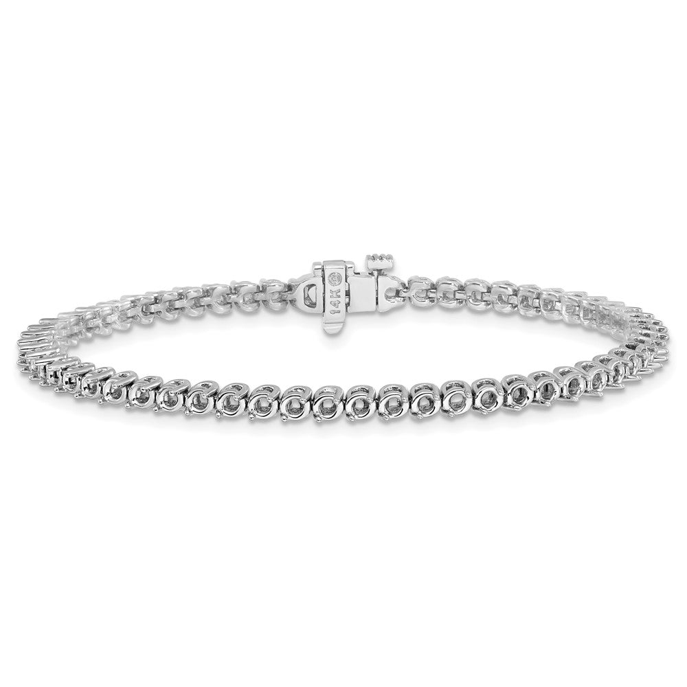 14k White Gold 2.4mm Round 2-prong Diamond Bracelet Mounting