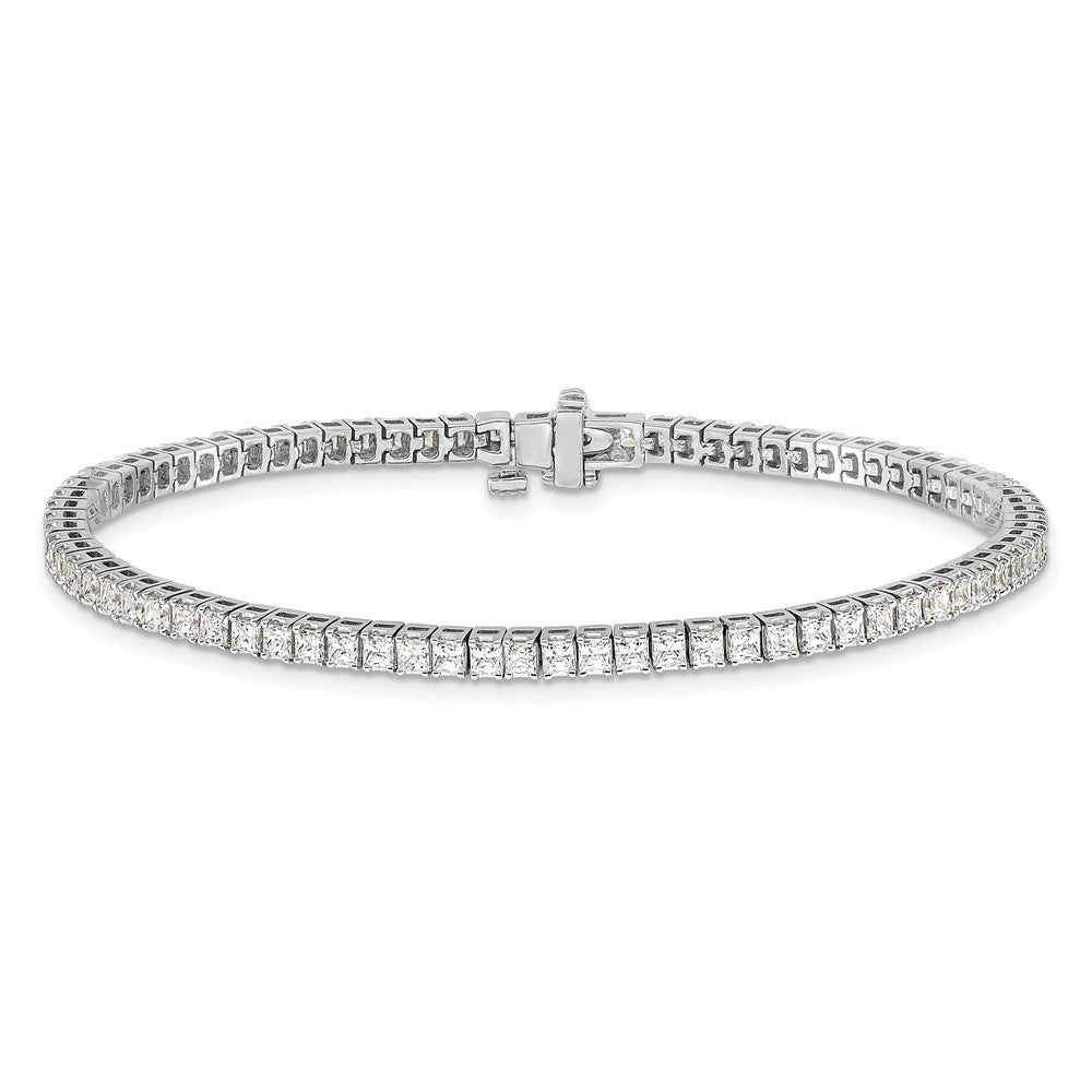 14k White Gold 2mm Princess 4ct AA Diamond Tennis Bracelet