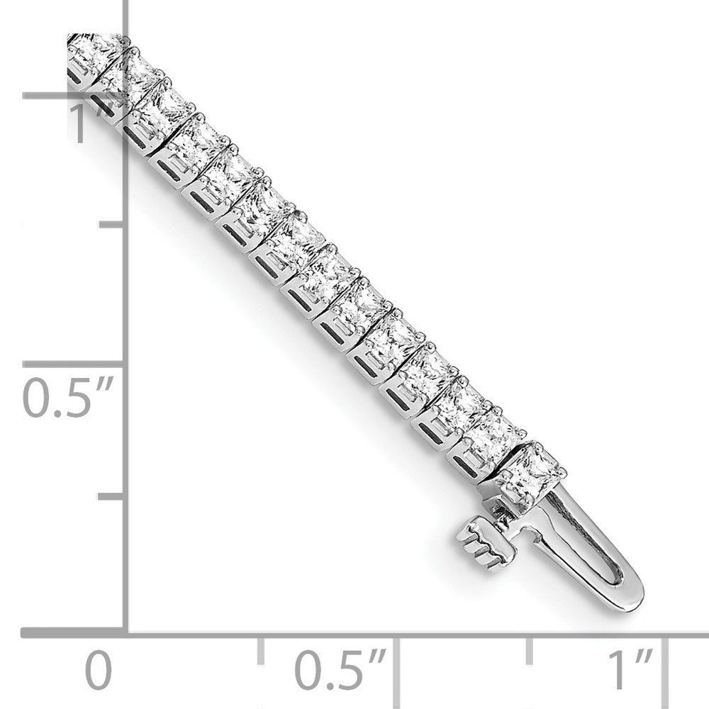 14k White Gold 2mm Princess 4ct AA Diamond Tennis Bracelet