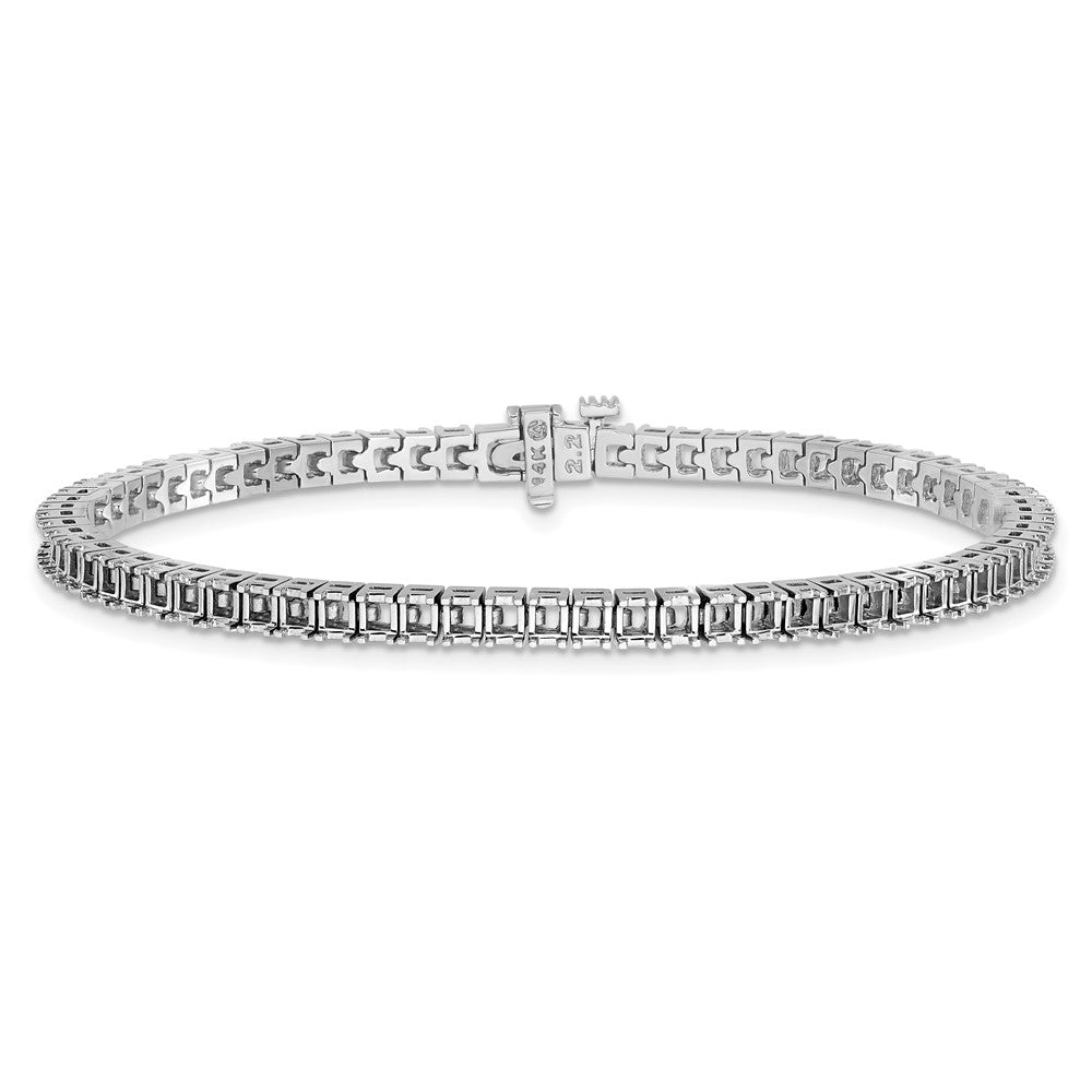 14k White Gold 2.25mm Princess 5ct Diamond Tennis Bracelet Mounting