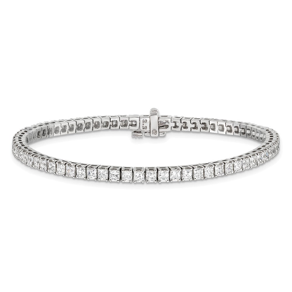 14k White Gold 2.25mm Princess 5ct AA Diamond Tennis Bracelet