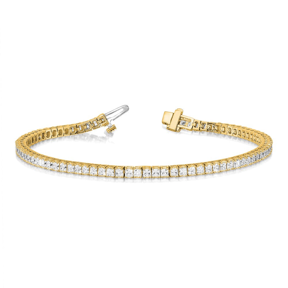 14k 2.5mm Princess 6.6ct AAA Diamond Tennis Bracelet