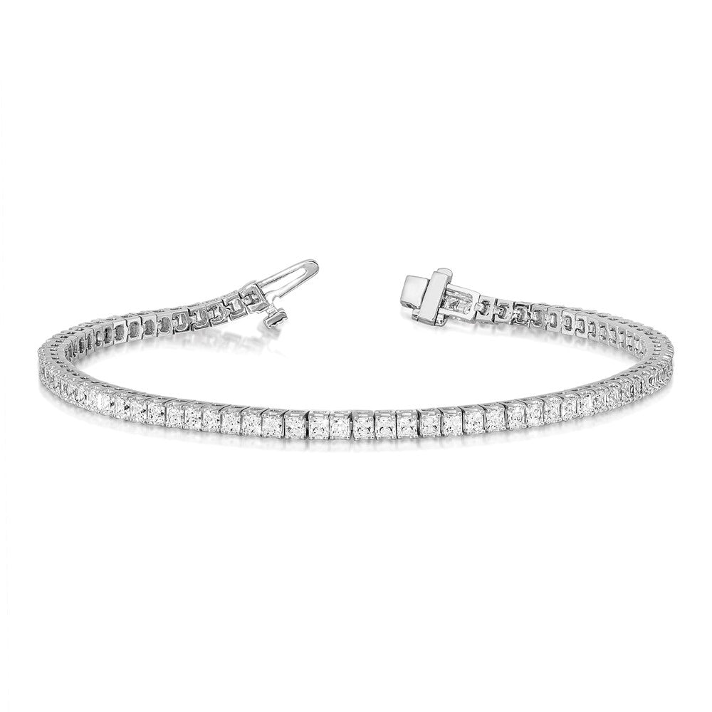 14k White Gold 2.5mm Princess 6.6ct VS Diamond Tennis Bracelet