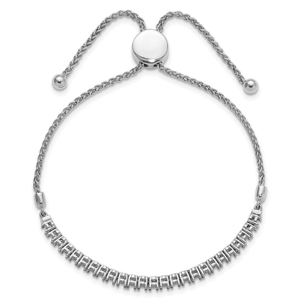 14k White Gold 2.2mm Round Diamond 1.03ct Adjustable Bracelet Mounting