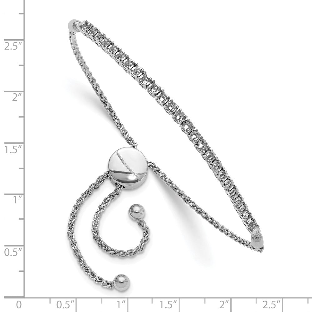 14k White Gold 2.2mm Round Diamond 1.03ct Adjustable Bracelet Mounting