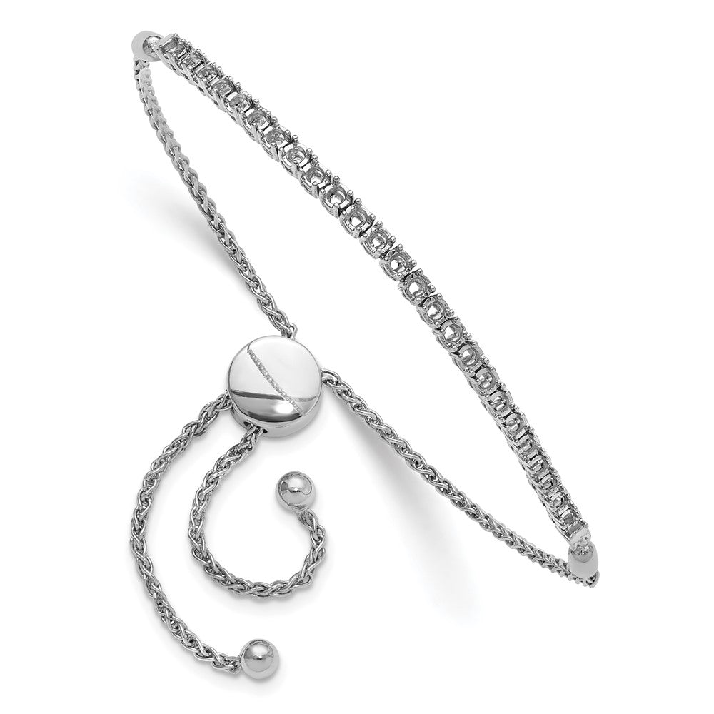 14k White Gold 2.2mm Round Diamond 1.03ct Adjustable Bracelet Mounting