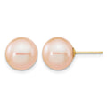14K 10-11mm Round Pink Freshwater Cultured Pearl Earrings