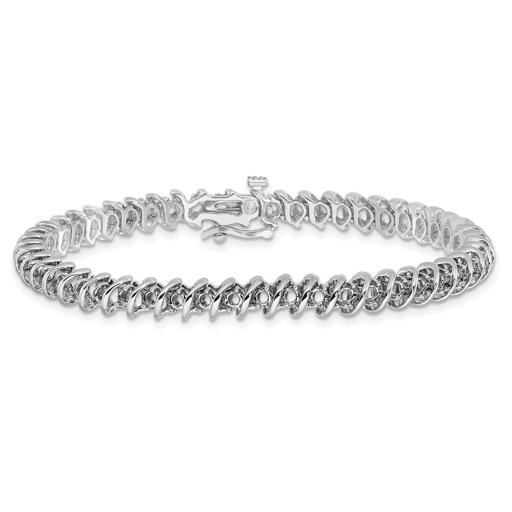 14k White Gold 2.1 Round Diamond Tennis Bracelet Mounting