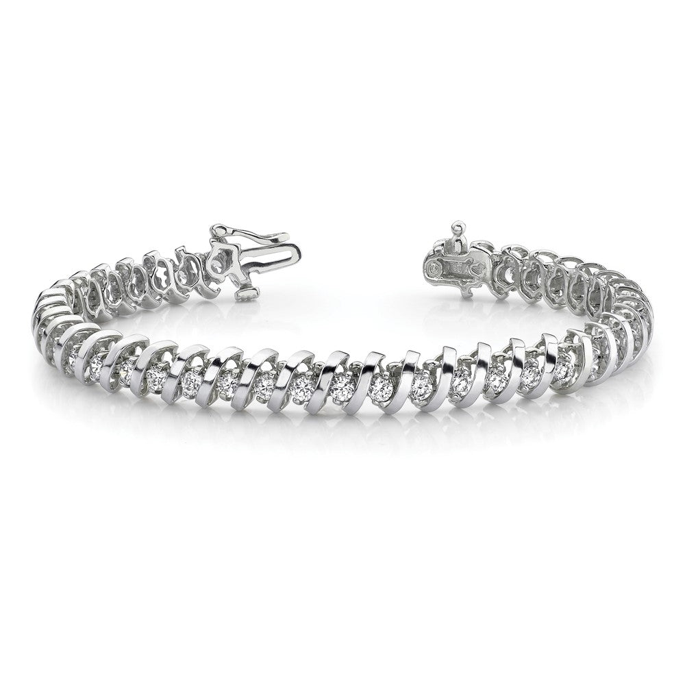 14k White Gold A Diamond Tennis Bracelet