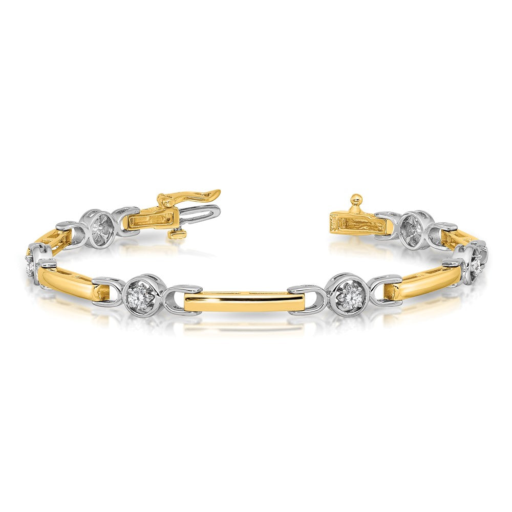 14k Two-tone AAA Diamond Fancy Tennis Bracelet