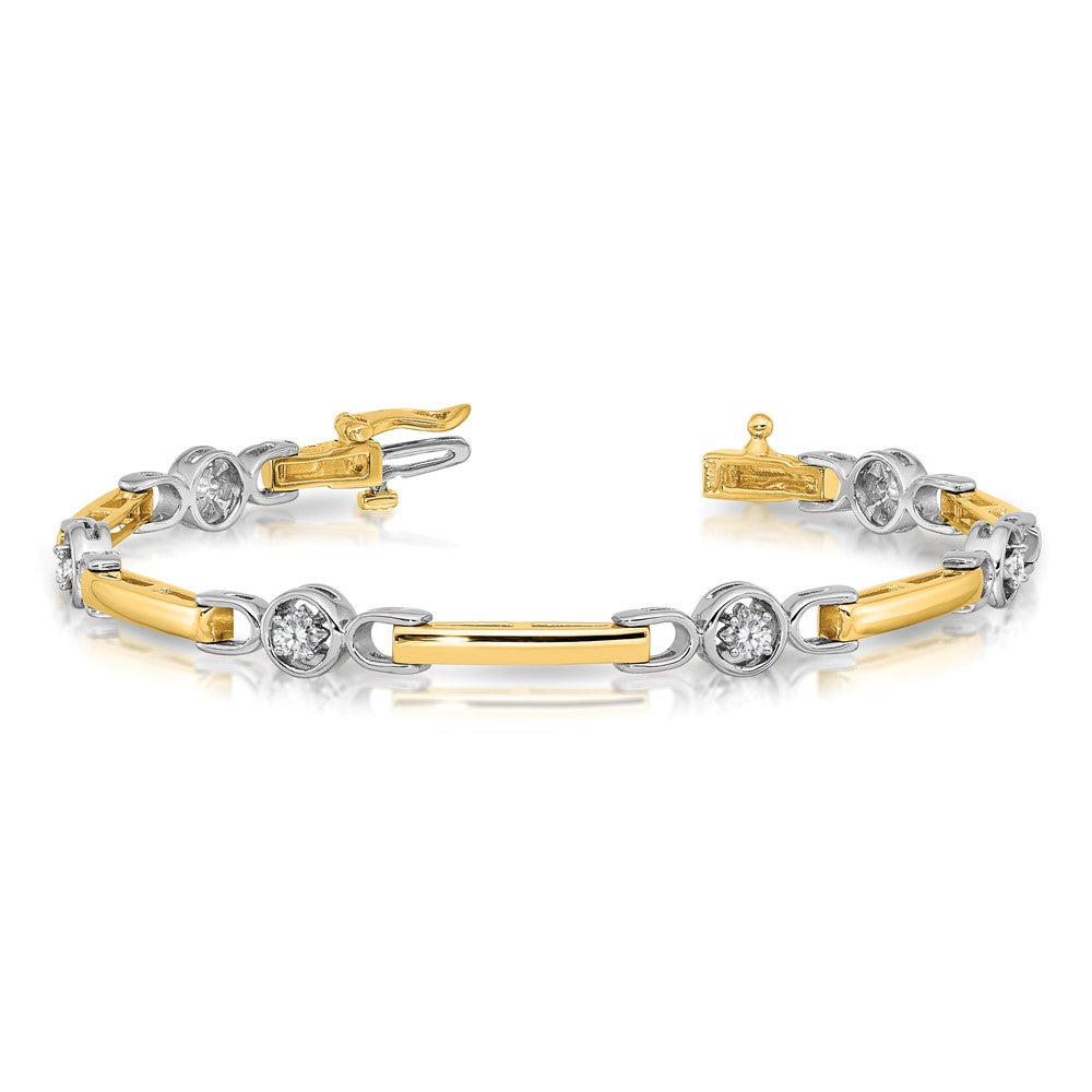 14k Two-tone AA Diamond Fancy Tennis Bracelet