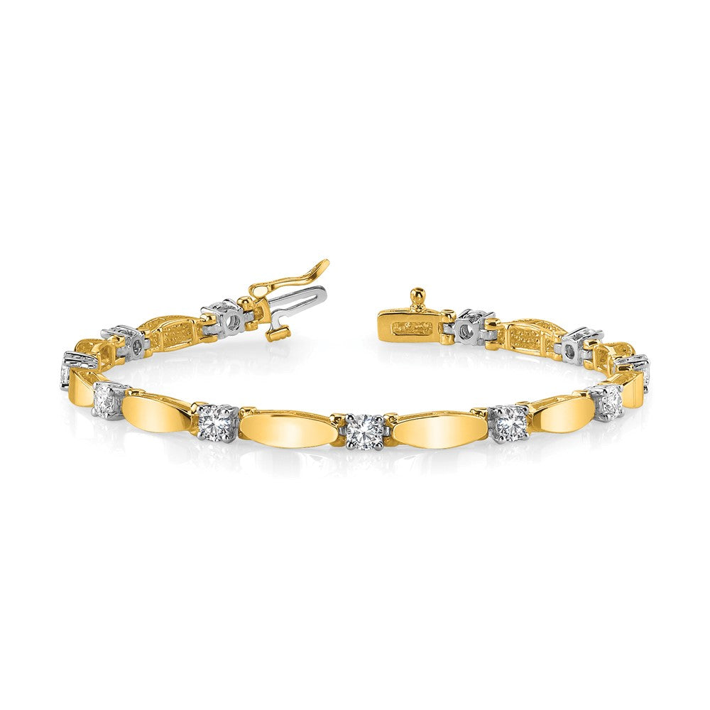 14k Two-tone AAA Diamond Tennis Bracelet