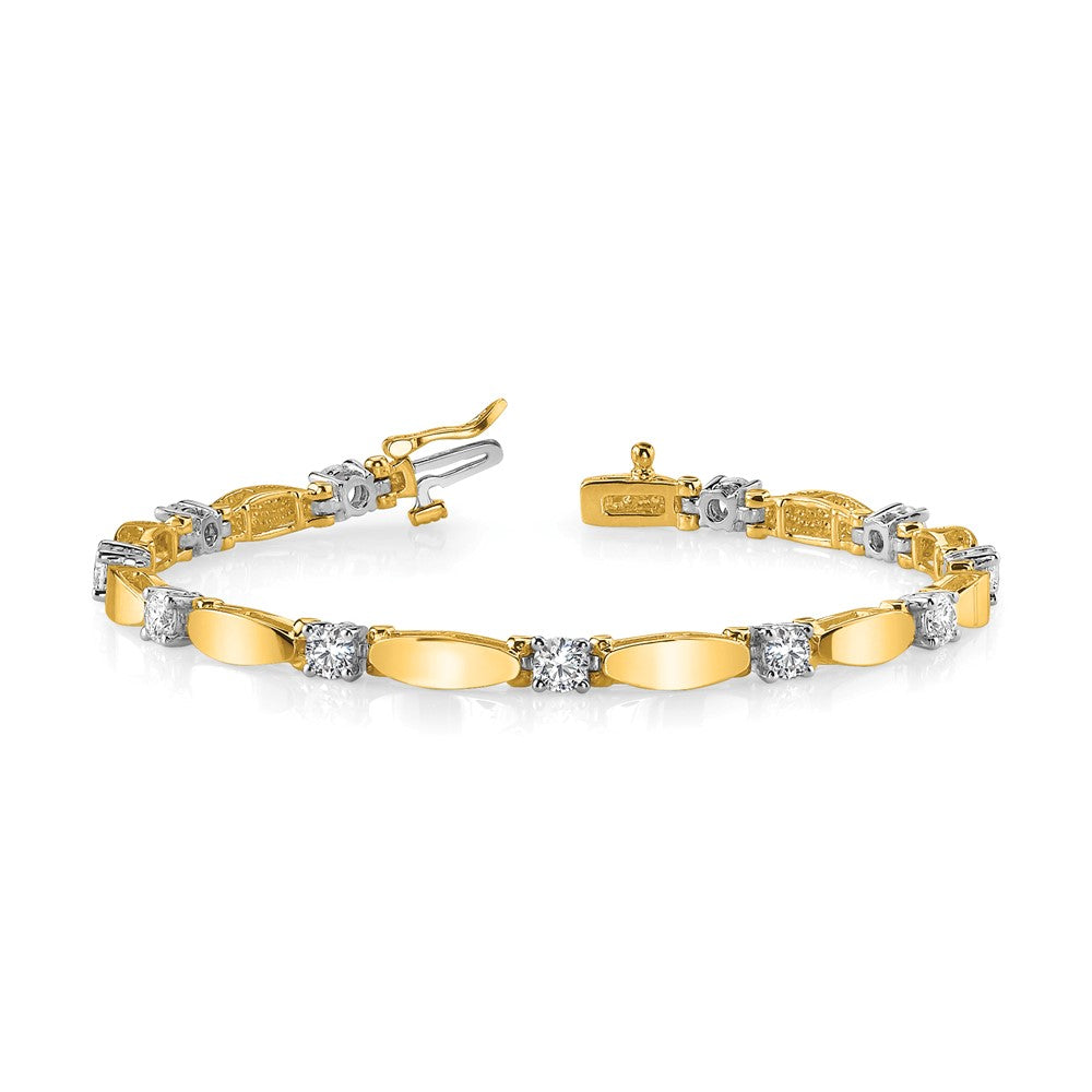 14k Two-tone A Diamond Tennis Bracelet