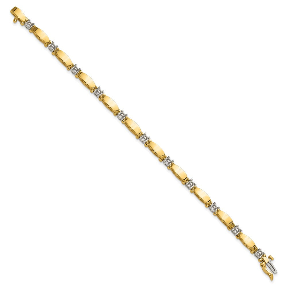 14k Two-tone 3.5mm Bar Link Tennis Bracelet Mounting