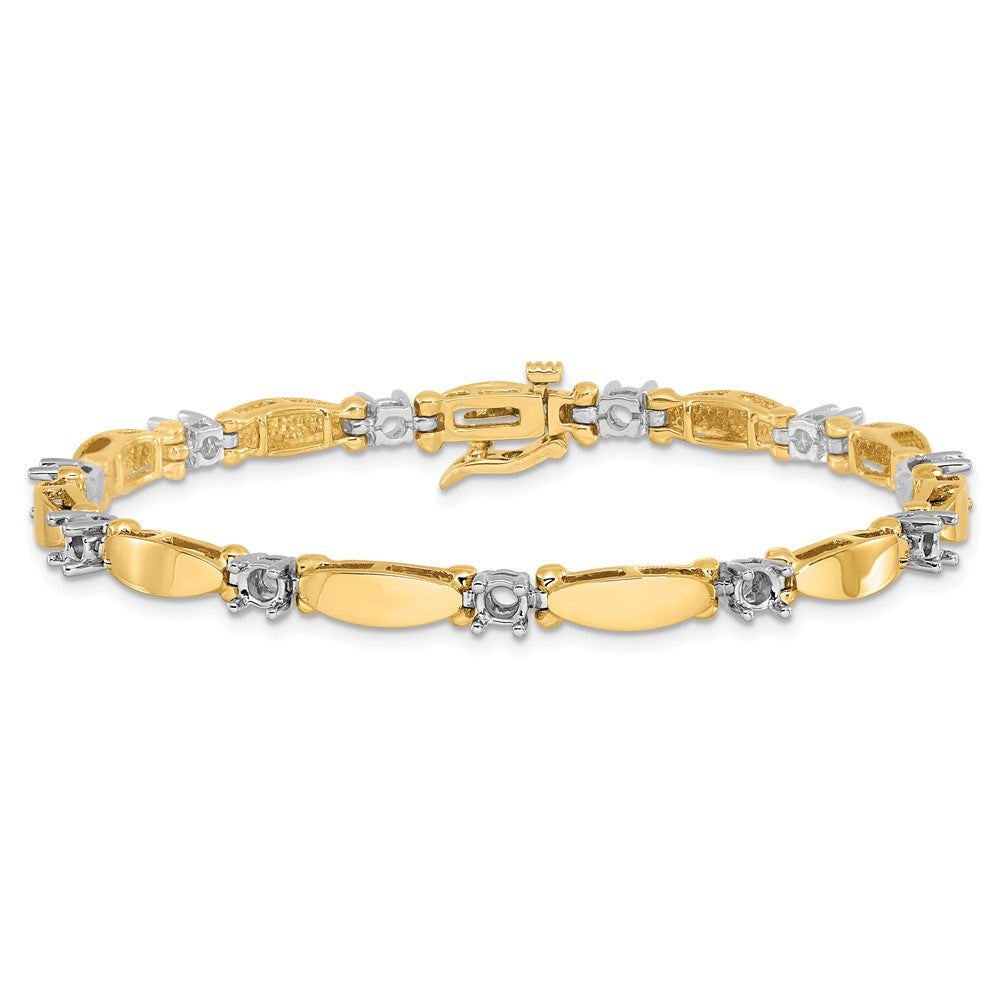 14k Two-tone 3.5mm Bar Link Tennis Bracelet Mounting