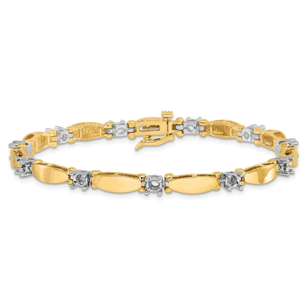 14k Two-tone 3.5mm Bar Link Tennis Bracelet Mounting