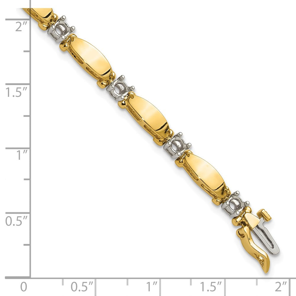 14k Two-tone 3.5mm Bar Link Tennis Bracelet Mounting