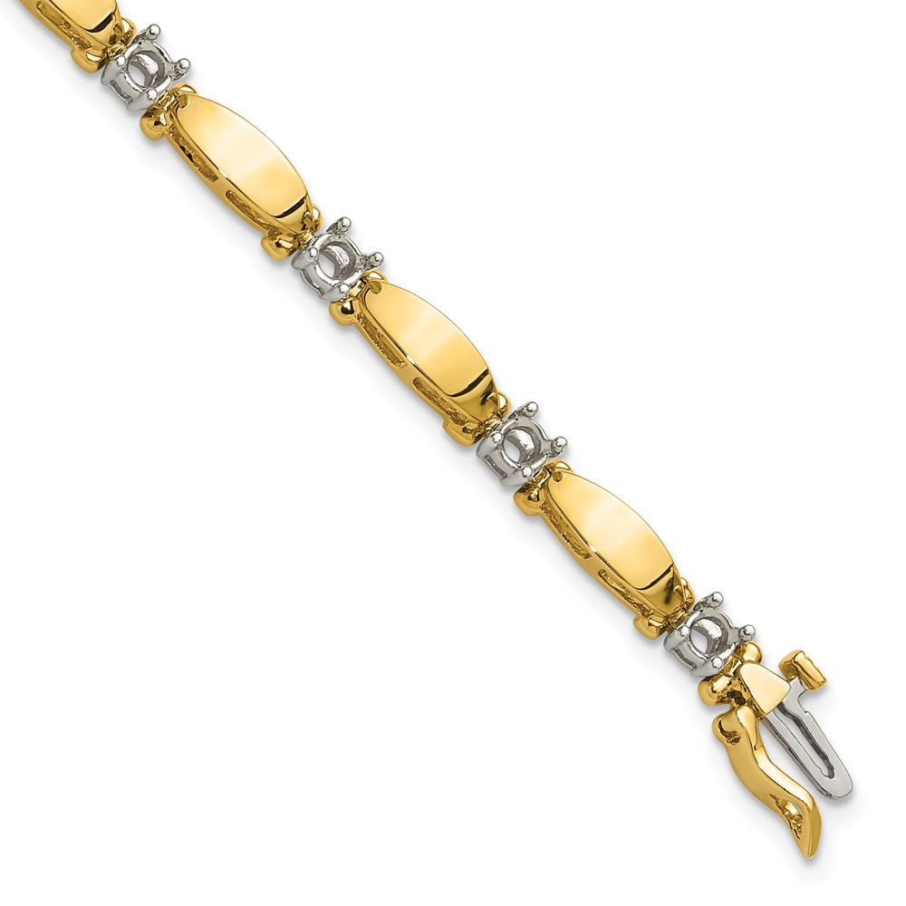 14k Two-tone 3.5mm Bar Link Tennis Bracelet Mounting