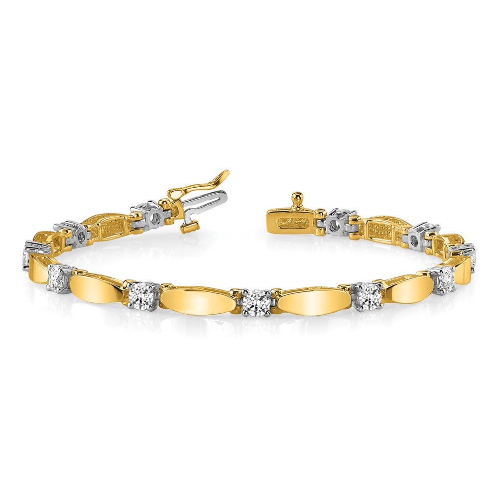 14k Two-tone A Diamond Tennis Bracelet