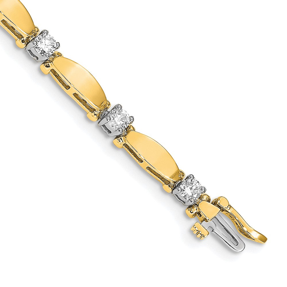 14k Two-tone A Diamond Tennis Bracelet