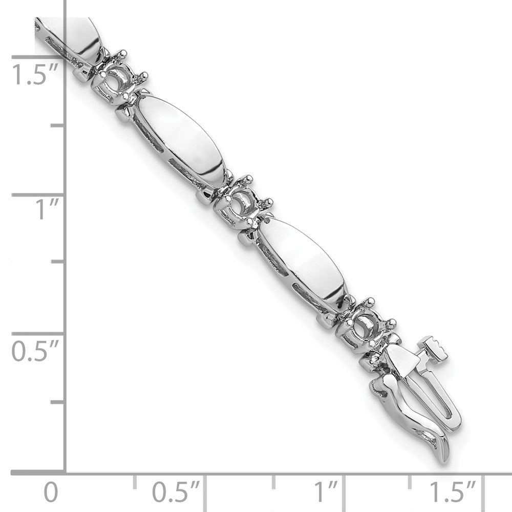 14k White Gold 3.5mm Bar Link Tennis Bracelet Mounting