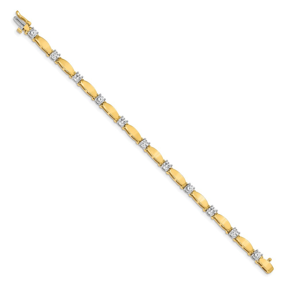 14k Two-tone A Diamond Tennis Bracelet