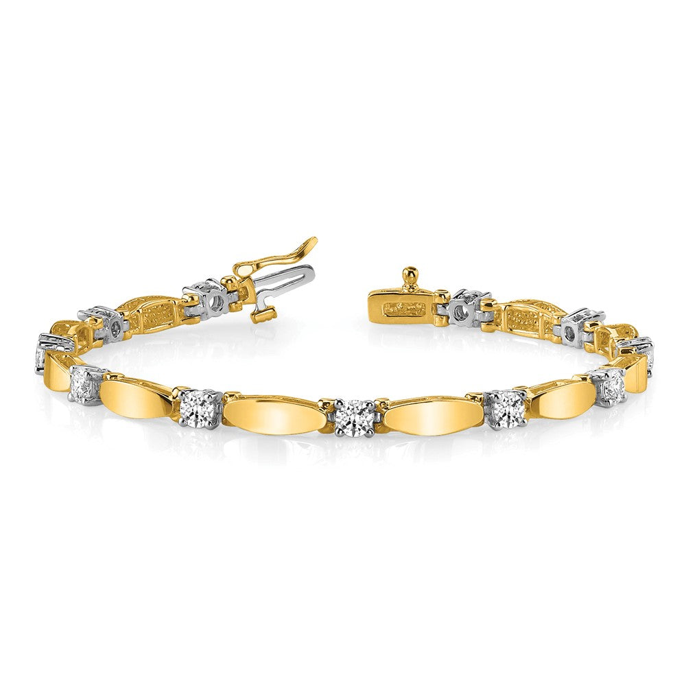 14k Two-tone A Diamond Tennis Bracelet