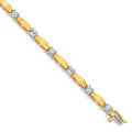 14k Two-tone 4mm Bar Link Tennis Bracelet Mounting