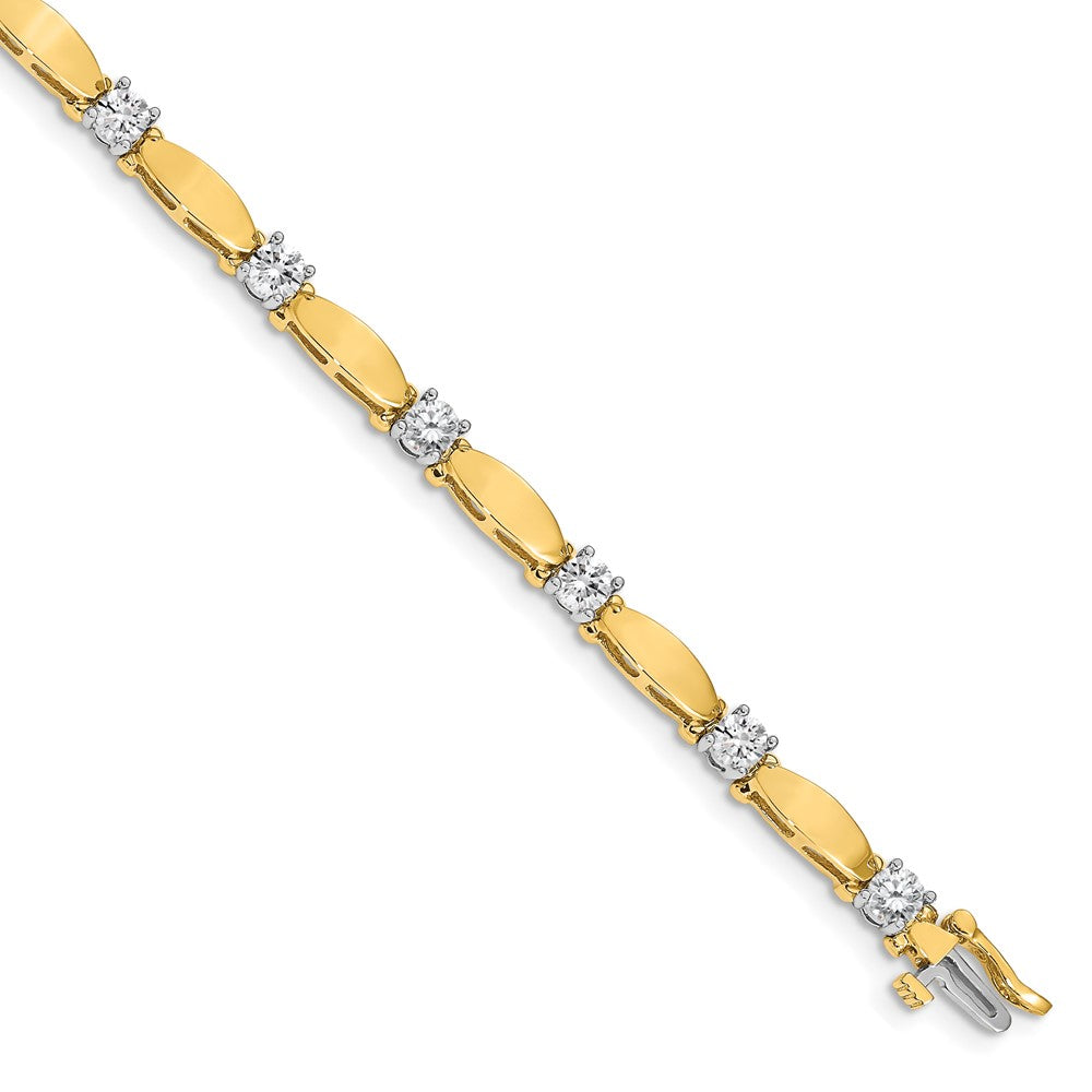 14k Two-tone 4mm Bar Link Tennis Bracelet Mounting