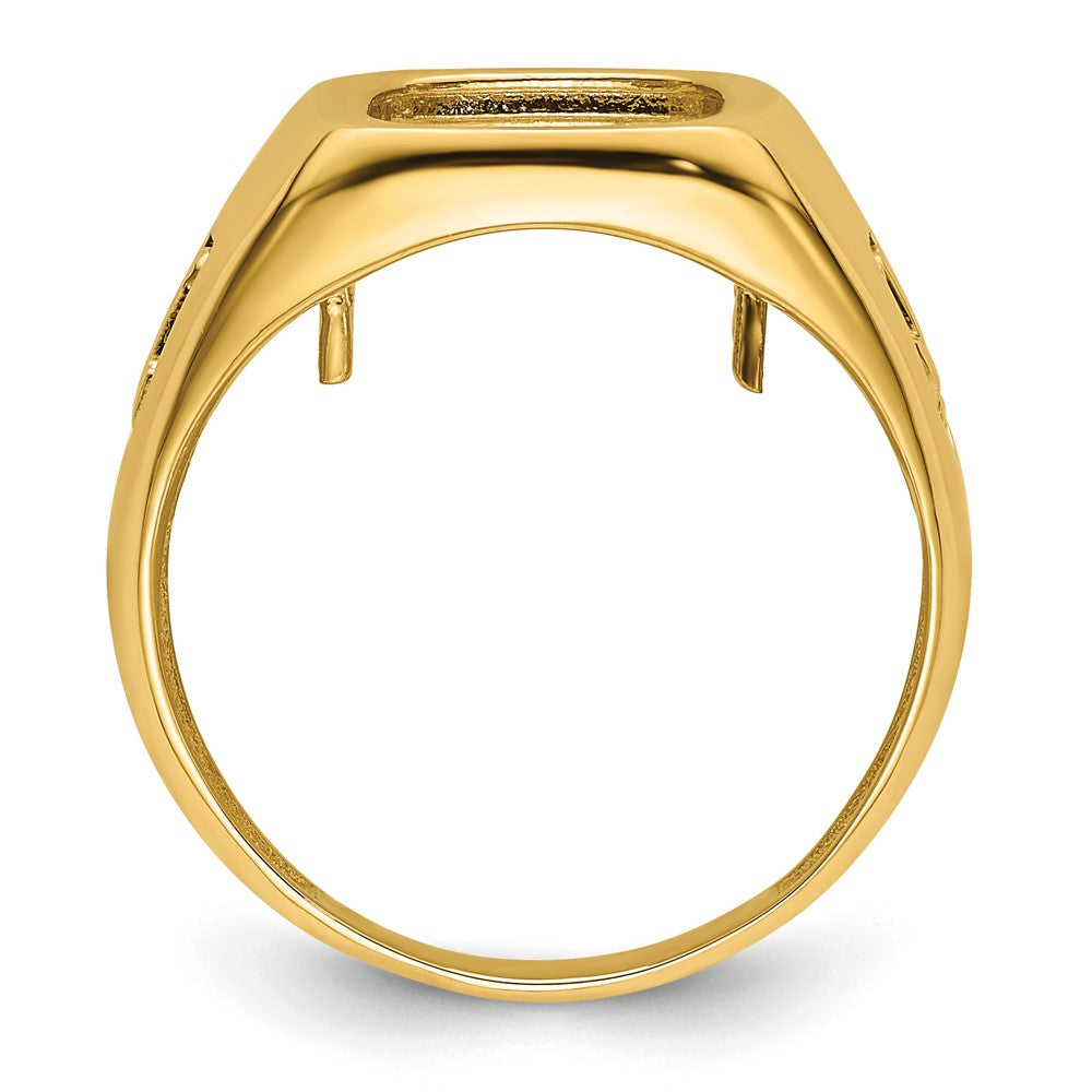 14k Men's Polished and Textured Masonic Ring Mounting