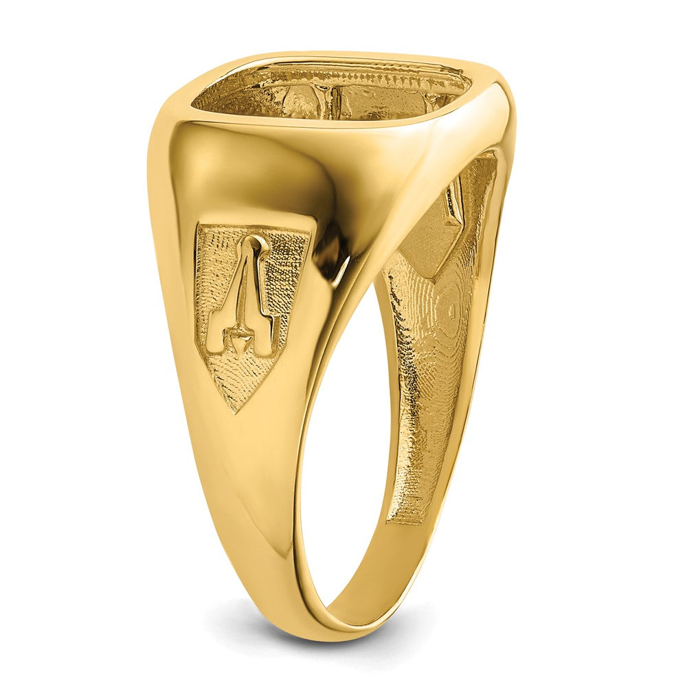 14k Men's Polished and Textured Masonic Ring Mounting