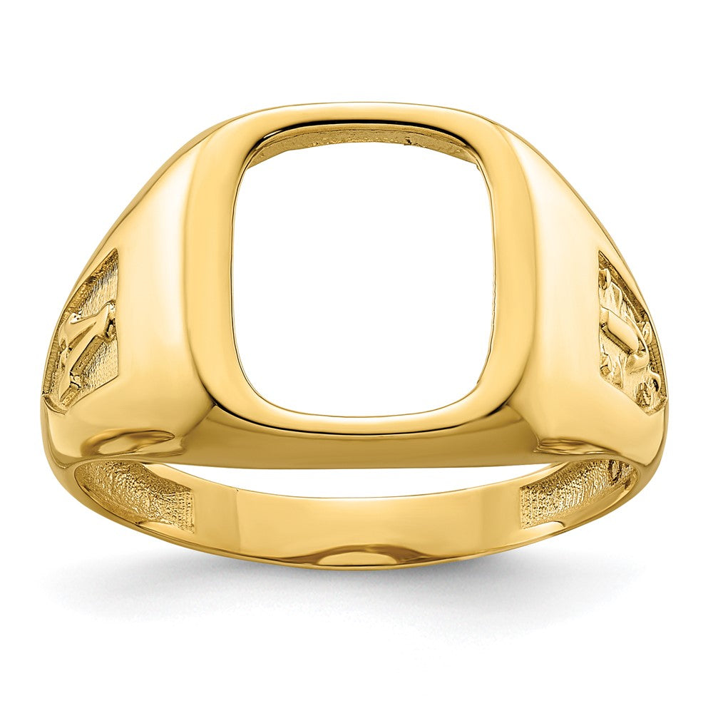 14k Men's Polished and Textured Masonic Ring Mounting