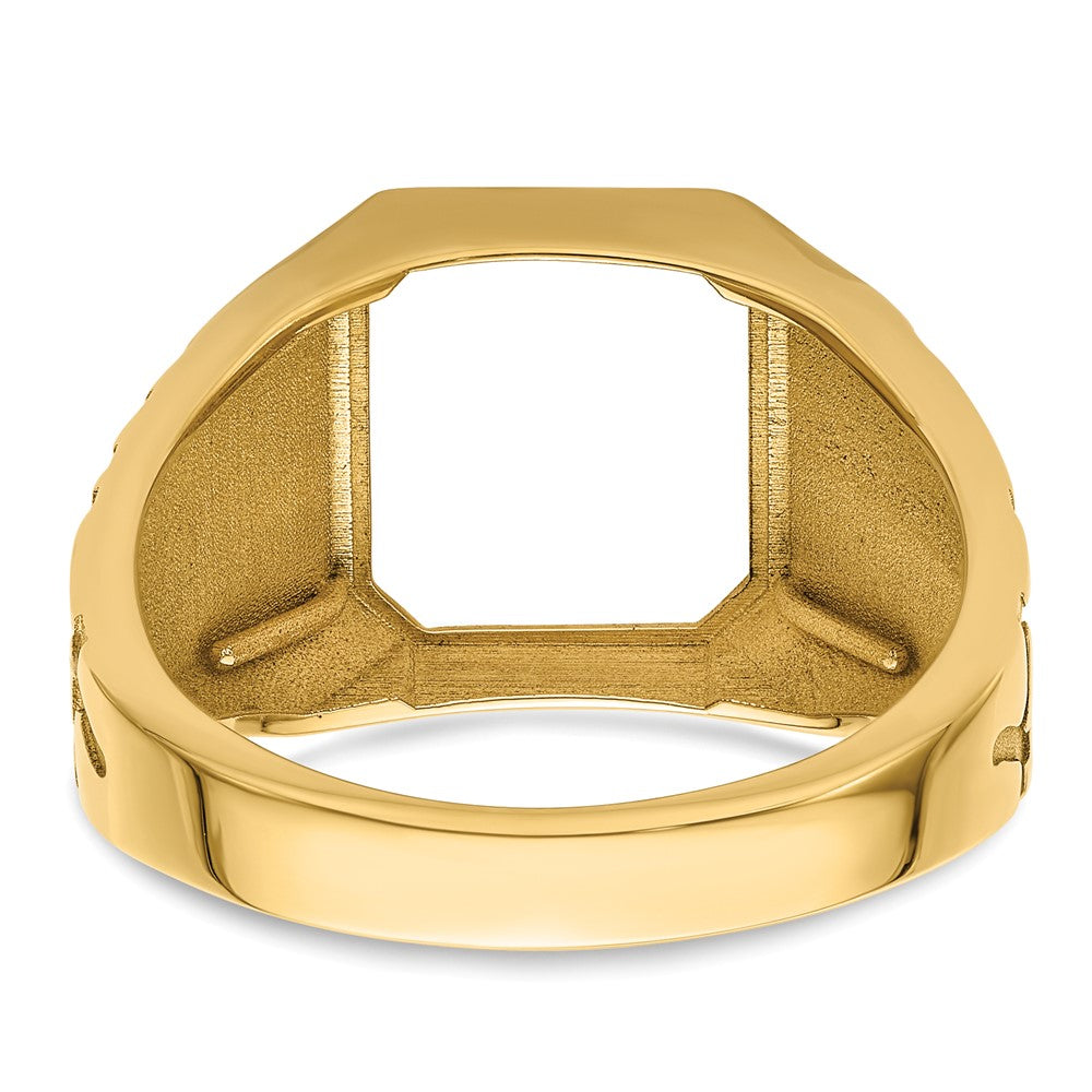 14k Men's Polished and Grooved Masonic Ring Mounting
